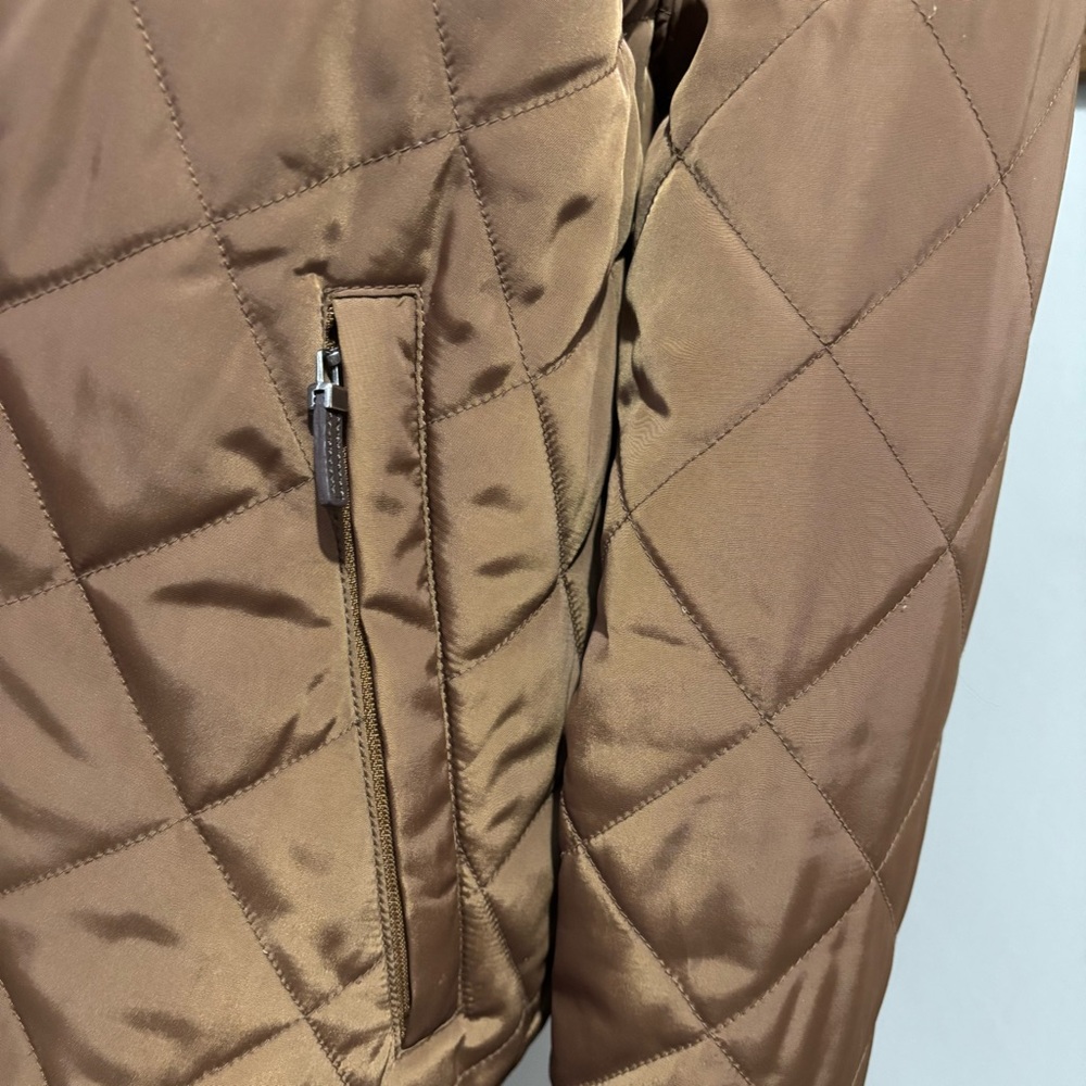 Vtg Talbots Brown Bomber Quilted Button Up Jacket Size Lg Lightweight Puffer - Picture 5 of 10